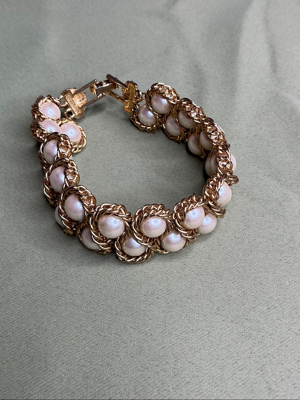 Vintage Richelieu Braided faux pearl bracelet #2314